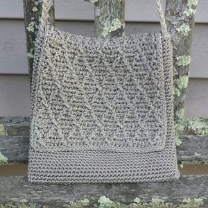 Chateau Beige Crochet Crossbody Bag Purse Zipper